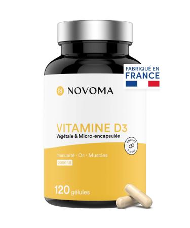 NOVOMA Vitamin D3 2000 IU/d Natural Vitamin D Micro-Encapsulated - High Absorption Immune System Bone & Muscle Health 2 Month Cure 120 Capsules Made in France