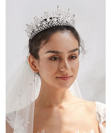 Sweetv Princess Tiara for Women - Silver Crystal Bridal Crown for Wedding, Quinceanera, Prom & Birthday Party - Buy Online on GoSupps.com