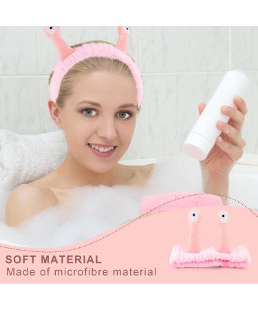Snail Spa Headband Facial Makeup Head Band Cute Cartoon Face Wash Hair Bands Makeup Headbands Coral Fleece Elastic Head Wraps for Women Girls Beauty Skincare (Pink) - Buy Online on GoSupps.com