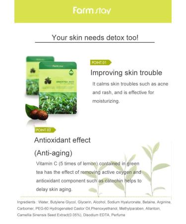 Farmstay Korean Green Tea Seed Hydration Facial Mask Sheet - Pack of 10 | Soothing & Hydrating for Dry Dull Skin - International Shipping Available - Buy Online on GoSupps.com