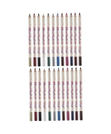 FOMIYES 24 Pcs Green Colored Pencils Waterproof Black Eyeliner Eyeshadow Pencil Set White Pole Mousse Miss 1 count (Pack of 1) As Shownx2pcs