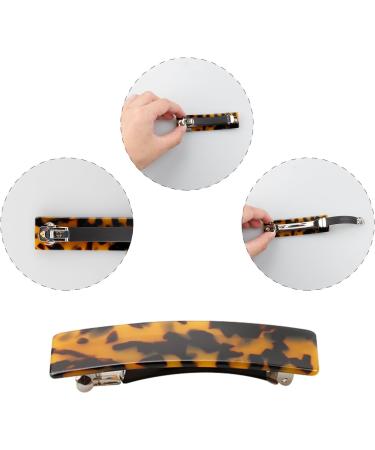 Tabanzhe 2 Hair Barrettes - Exquisite French Design Tortoise Shell Celluloid Rectangle Hair Clips Stylish and Durable Accessories for Women's Everyday Hairstyles - Buy Online on GoSupps.com