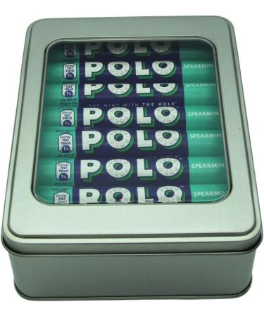Polo Mints Spearmint Sweets 16 x 34g Large Tubes in Refillable Silver Window Lid Tin - Buy Online on GoSupps.com