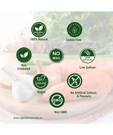 Aga's Wholesome Vegetable Stock Powder 100g Low Sodium & MSG Free All Natural Vegetable Bullion All Purpose Seasoning Vegan Gluten Free Non-Irradiated GMO Free - Buy Online on GoSupps.com