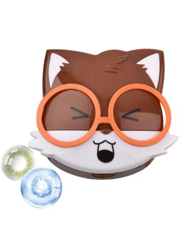 Aern contact duis for trips sweet contact lens tank |Portable cartoon animal box for contact glasses eye contact organizer contact lens care products squirrel design easier coffee