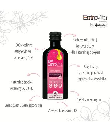  Estrovita Skin Cherry Sakura 150 ml Composition of omega-3 6 9 vegetable fatty acids isolated from a unique blend of 4 vegetable oils - Buy Online on GoSupps.com