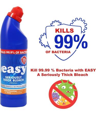 Easy Thick Bleach 24-Hour Toilet Bleach Cleaner 6x750ml - Powerful Formula Germ-Killing Strength | Includes Bonus DirtBuster Gloves by Sucasa - Buy Online on GoSupps.com