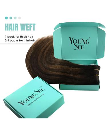 Youngsee Real Hair Treat Brown Ombre Weft Extensions - 35cm Remy Hair Tresses for Stunning Transformations - Buy Online on GoSupps.com