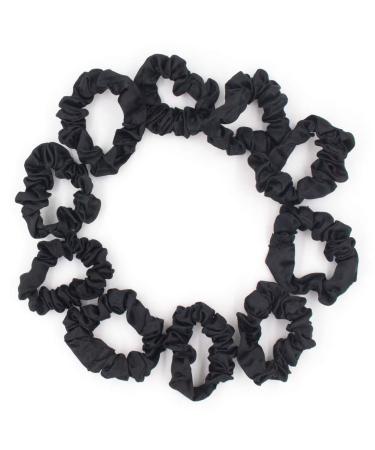 Set of 24 Black Satin Hair Scrunchies for Women - Elastic Hair Ties, Ponytail Holders, Fabric Hair Bands - Girls Hair Accessories - Buy Online on GoSupps.com