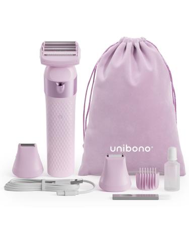 Uniono all-in-one women razor electrical kit ladyshaver electrical with LED light for intimate area body bikini razor wet and dry USB charging light pink