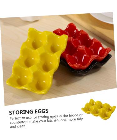 Angoily 1pc Egg Tray Egg Display Tray Red Egg Holder Egg Holder for Refrigerator Mustard Household Ceramics - Buy Online on GoSupps.com