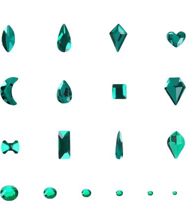 Hoinco Nail Art Rhinestones Kit - 3120pcs Multi Shapes Glass Crystal AB Rhinestones & 3000pcs Round Flat Back Gems Diamond with Tweezers and Dotting Pen for Nail Art Decoration (Emerald) - Buy Online on GoSupps.com