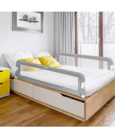 BABY JOY Toddler Bed Rail 59-Inch Grey Swing Down Safety Guard for Crib, Twin, Double, Full, Queen & King Size Mattress - Buy Online on GoSupps.com
