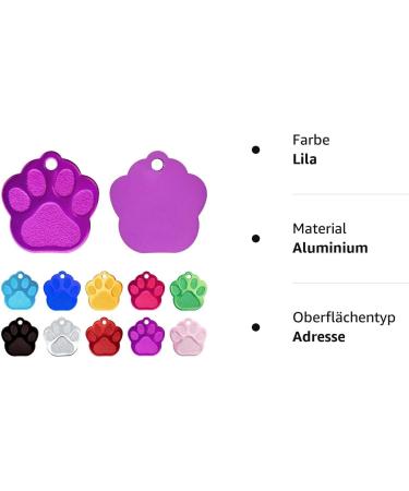 Ibera Gifts - Personalized Dog Paw Pendant for Small & Medium Dogs and Cats | Engraved Name Collar & Address Tag (Purple) - Buy Online on GoSupps.com