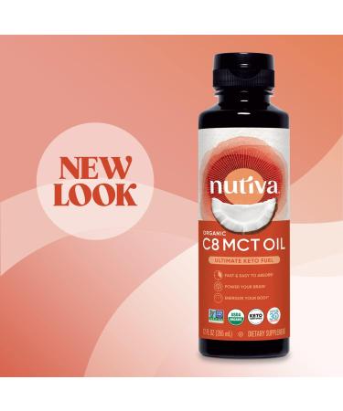 Nutiva Organic C8 MCT Oil 12 Fl Oz - Keto Fuel from Non-GMO Coconuts, 14g MCT, USDA Organic - Vegan & Gluten-Free - Energy Boost for Coffee, Shakes & Salads - Buy Online on GoSupps.com