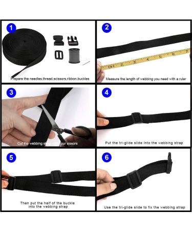 YGDZ Buckles Strap Set 10 Yards 1 Inch Nylon Webbing Strap with 20 Set Side Release Plastic Buckles for Luggage Strap Backpack Repairing Black One Side Adjustable - Buy Online on GoSupps.com