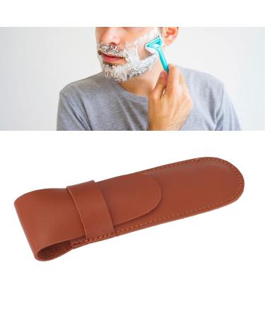 PU Leather Protective Cover for Straight Razors | Saddle Brown Travel Bag for Manual Razors | Durable Shavette Barber Razor Case - Buy Online on GoSupps.com