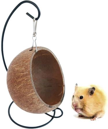 Monozoz Coconut Hamster Hiding Place | Natural Coconut Hammock & Hanging House for Small Animals Habitat Decor - Buy Online on GoSupps.com