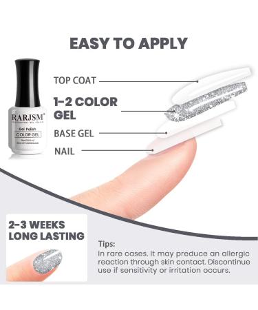 RARJSM Reflective Glitter Silver Gel Polish - 15ml - Soak Off UV/LED Curing for DIY Manicure - Buy Online on GoSupps.com