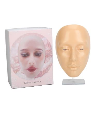 5D Silicone Makeup Practice Face Board for Full Face Makeup Training (White)