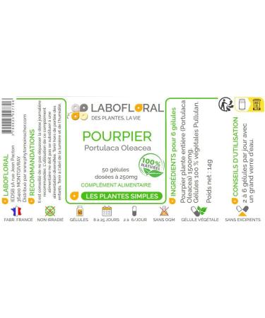 Purslane Labofloral 50 Capsules 250 mg - Food Supplement - Fatty Acids Omega 3 and 6 - Made in France - Buy Online on GoSupps.com