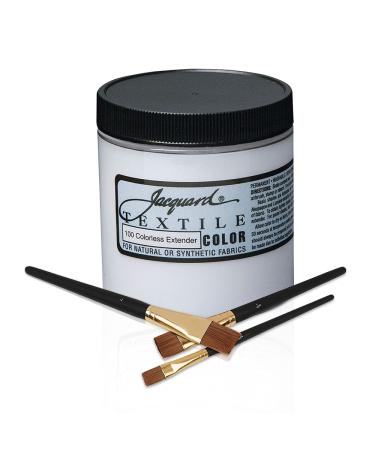 Positive Art Jacquard fabric Textile medium Colorless Extender 8 oz  Acts a fabric medium  Add to fabric Textile paint to increase Transparency 3 brushes set