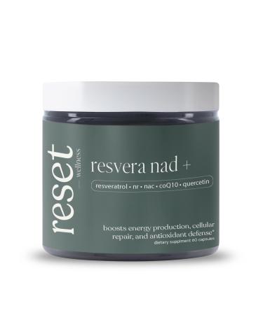 reset wellness RESVERA NAD+ | Resveratrol Nicotinamide Riboside (NR) Quercetin NAC & CoQ10 | Supports Cellular Energy Anti-Aging Mitochondrial Health & Longevity | 60 Capsules