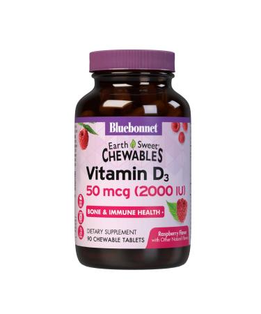 Bluebonnet Nutrition EarthSweet Chewables Vitamin D3 Natural Raspberry Flavor 2000 IU 90 Chewable Tablets - Buy Online on GoSupps.com