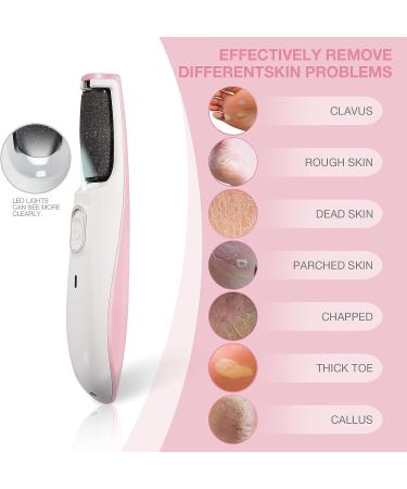 Rechargeable Electric Foot Callus Remover with Smart Light - Fine & Coarse Roller Heads - Pink - Buy Online on GoSupps.com
