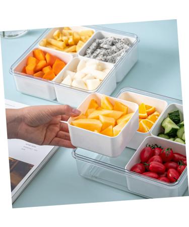 FELTECHELECTR Dried Fruit Plate Fruit Tray with Lid Appetizer Tray Party Candy Case Child Vegetable Storage Rack 20X20X6.5CM White - Buy Online on GoSupps.com