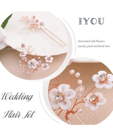 IYOU Bridal Hairpins - Rose Gold Sparkling Crystal Pearl Hair Accessories for Women & Girls (2 Pieces) - Buy Online on GoSupps.com