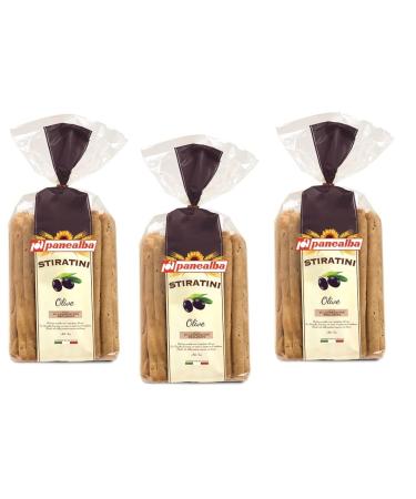 Panealba Stiratini Olive Nere Pack of 3 salty snacks with black olives 150 g
