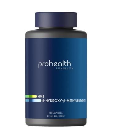 ProHealth HMB Supplement for Men & Women (Calcium -Hydroxy- -Methylbutyrate Monohydrate) 180 Capsules, Calcium HMB Supplements for Muscle Defense, Strength & Recovery