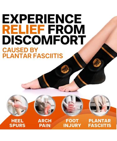 Compression Ankle Brace with Silicone Support - Copper Plantar Fasciitis & Achilles Tendonitis Relief - Unisex Medium Size - Buy Online on GoSupps.com