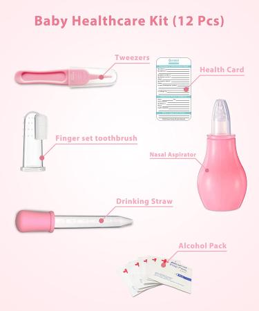 30 in 1 Baby Healthcare & Grooming Kit | Portable Electric Nail Trimmer Set | Newborn Nursery Care Essentials with Medicine Dispenser & Haircut Tools - Pink - Buy Online on GoSupps.com