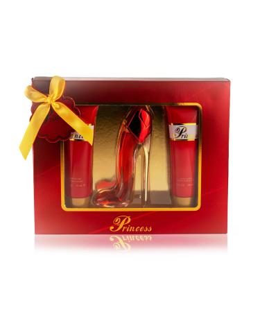 META-BOSEM Prinss Red Women's Fragrance Set - Sweet Floral Note - Fresh Scent - Great Holiday Gift - for All Day Use - a High-Heel Classic Bottle (90ml Shower Gel+50ml EDT+90ml Body Lotion) - Buy Online on GoSupps.com