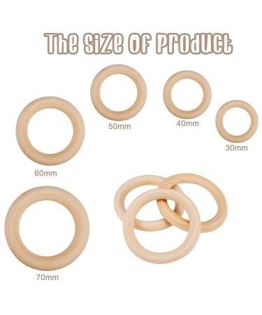 Rosewinec 20-Piece Baby Wooden Rings | Natural Wood Teether & DIY Craft Bracelet for Teething Relief (30/40/50/60/70mm) - Buy Online on GoSupps.com