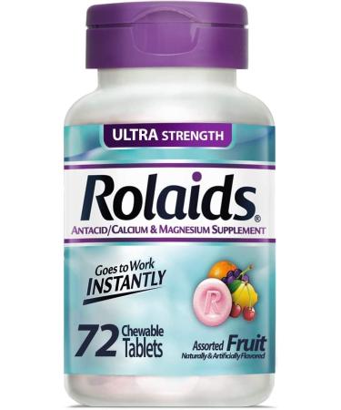 Rolaids Antacid Calcium & Magnesium Supplement Ultra Strength Tablets Fruit 72 ea (Pack of 4) - Buy Online on GoSupps.com