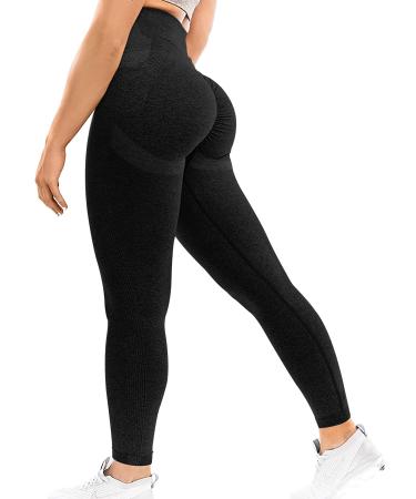 YEOREO Scrunch Butt Lift Leggings for Women Workout Yoga Pants Ruched Booty High Waist Seamless Leggings Compression Tights #1 Black Medium
