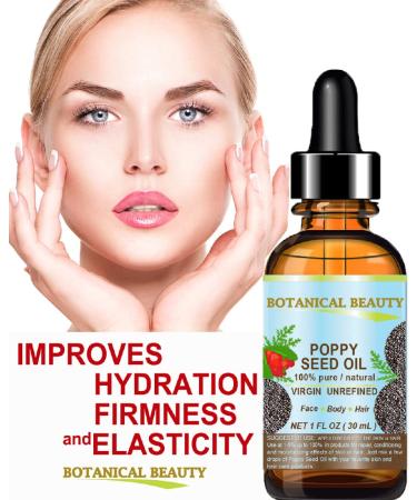 Botanical Beauty Poppy Seed Oil 100% Pure & Unrefined - Anti-Aging Vitamin E Oil for Face Skin Hair & Nails | 0.5 Fl. oz | Cold Pressed - Buy Online on GoSupps.com
