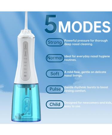 GOLDANT Nasal Irrigation System for Nasal Rinse, 350ML Rechargeable Cordless Neti Pot with 5 Modes & 3 Tips, IPX7 Waterproof Sinus Rinse Kit for Adults, for Sinus Relief and Nasal Care(White) - Buy Online on GoSupps.com