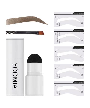 YOOMIA Eyebrow Stamp Stencil Kit  Eyebrow Stamp Pomade with 10 Reusable Thin & Thick Brow Stencils Eye Brow Shaping Kit  Long-lasting  Waterproof (Taupe)