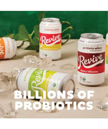 Revive Organic Sparkling Probiotic Seltzer Classic Variety 12-Pack | Low-Calorie, Billions Live Probiotics, Vegan, Gluten-Free - Supports Gut Health & Immune System - Buy Online on GoSupps.com