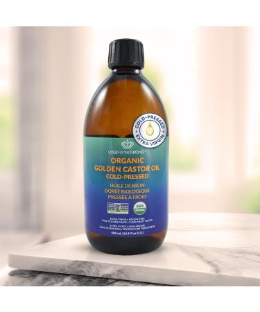 QUEEN OF THE THRONES Organic Golden Castor Oil - 500mL (16.9oz) | 100% Pure & COLD-PRESSED for Hair Skin & Nails | Hexane Free | USDA Certified 500ml COLD-PRESSED - Buy Online on GoSupps.com
