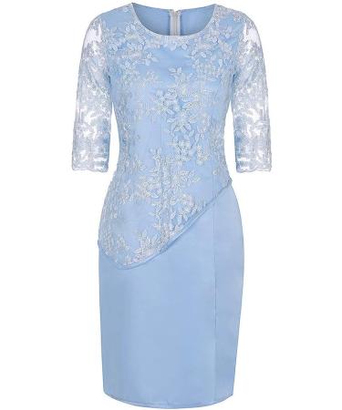 Womens Plus Size Floral Lace Sheath Dress - Knee Length Work Casual Party Cocktail Dress (Blue, Size L) - Buy Online on GoSupps.com