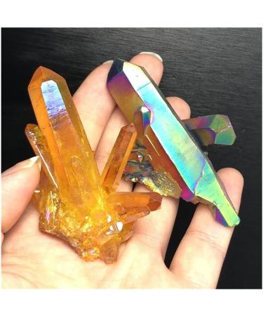 2pcs Beautiful Aura Crystal Cluster Angel Aura Titanium Quartz Crystal Stunning Rainbow Specimen Minerals s ERBDRGAZ - Buy Online on GoSupps.com