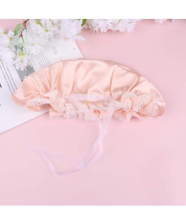 LEORX Satin Sleep Cap - Lace Decor Soft Silk Night Bonnet for Women (Pink) - Buy Online on GoSupps.com