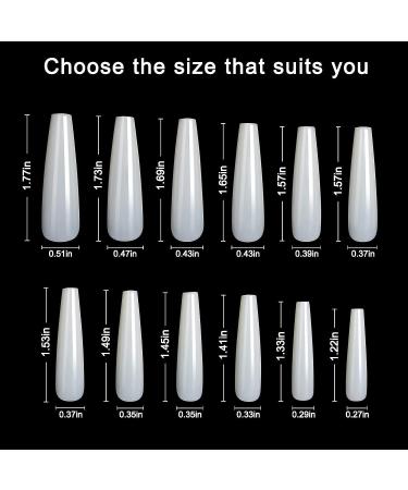 TOPHOWER Extra Long Coffin Nail Tips - 240 Pcs XXL Ballerina Nails for Salons and DIY Nail Art - Natural Coffin Shaped Acrylic False Nails with Box - Buy Online on GoSupps.com