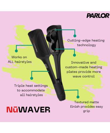 NuWaver Hair Waver - Hair Iron That Creates Beachy Waves and Natural Mermaid Hair - for All Hair Types - Heats Up in 1 Minute - by Parlor - Buy Online on GoSupps.com