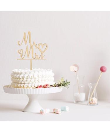 Wooden Mr and Mrs Cake Topper Wedding Cake Topper Bride and Groom Sign Wedding Engagement Cake Toppers Decoration Wedding Party Supplies (Style 2) - Buy Online on GoSupps.com